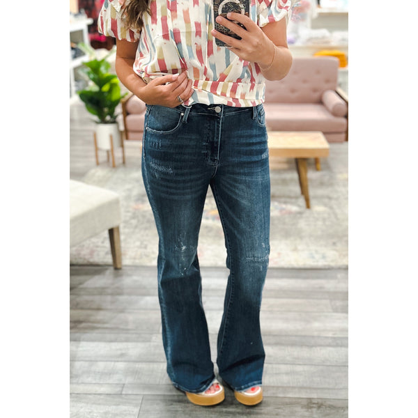 High Rise Zig-Zag Flare Jeans – The Wooden Hanger Boutique